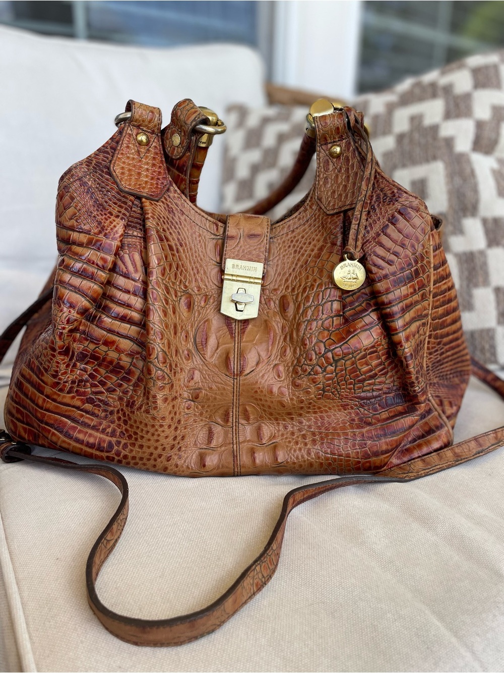 Brahmin Elisa Pecan Leather Shoulder Bag